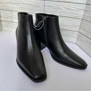 LINEA PAOLO BLACK LEATHER ANKLE BOOTS 2.4” Sz 9
